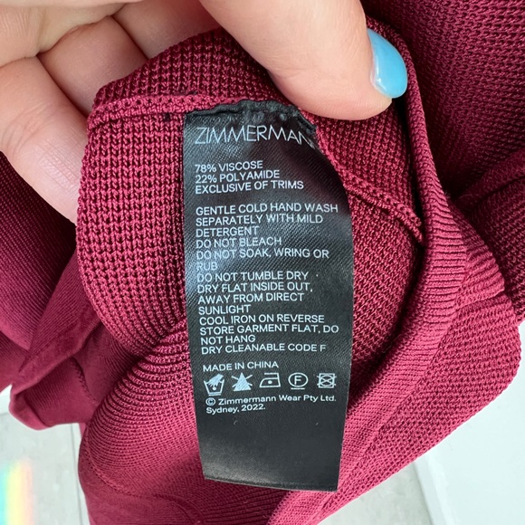 NWT ! ZIMMERMANN luminosity panelled knit dress in burgundy Zimmerman size 2 - Picture 7 of 12